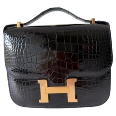 Hermès Constance Mini 18 Noir/Schwarz Alligator Mississippi Roségold Hardware