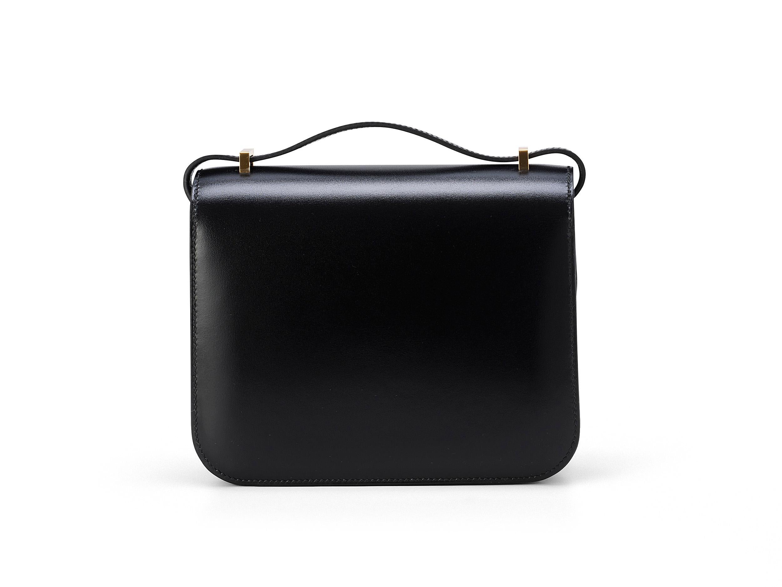 Hermès Constance Mini 18 Noir/Nero Box Calf Hardware Oro In condizioni Nuovo in vendita a Berlin, DE