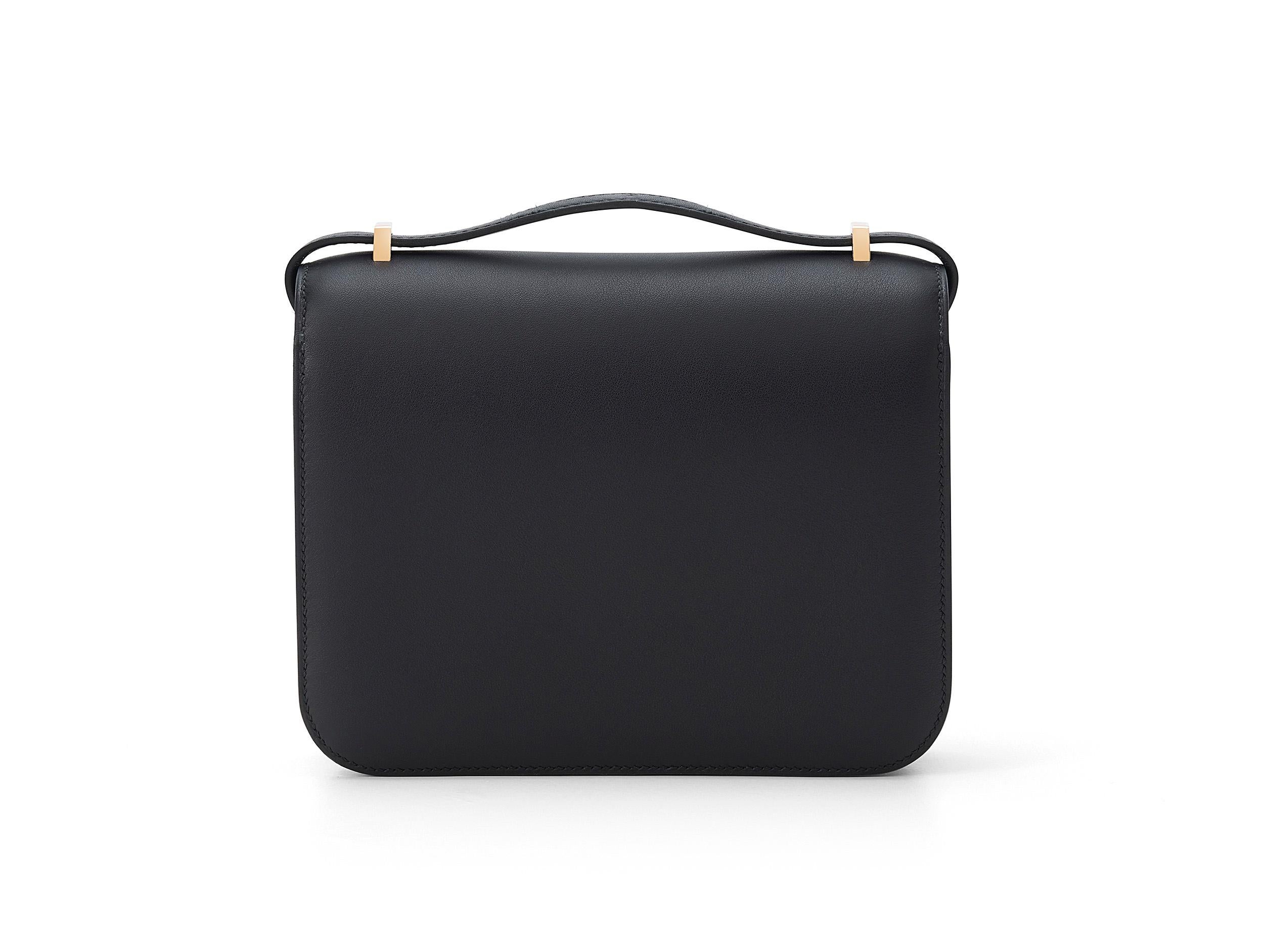 Nero Hermès Constance Mini 18 Noir/Black Swift Roségold Hardware in vendita