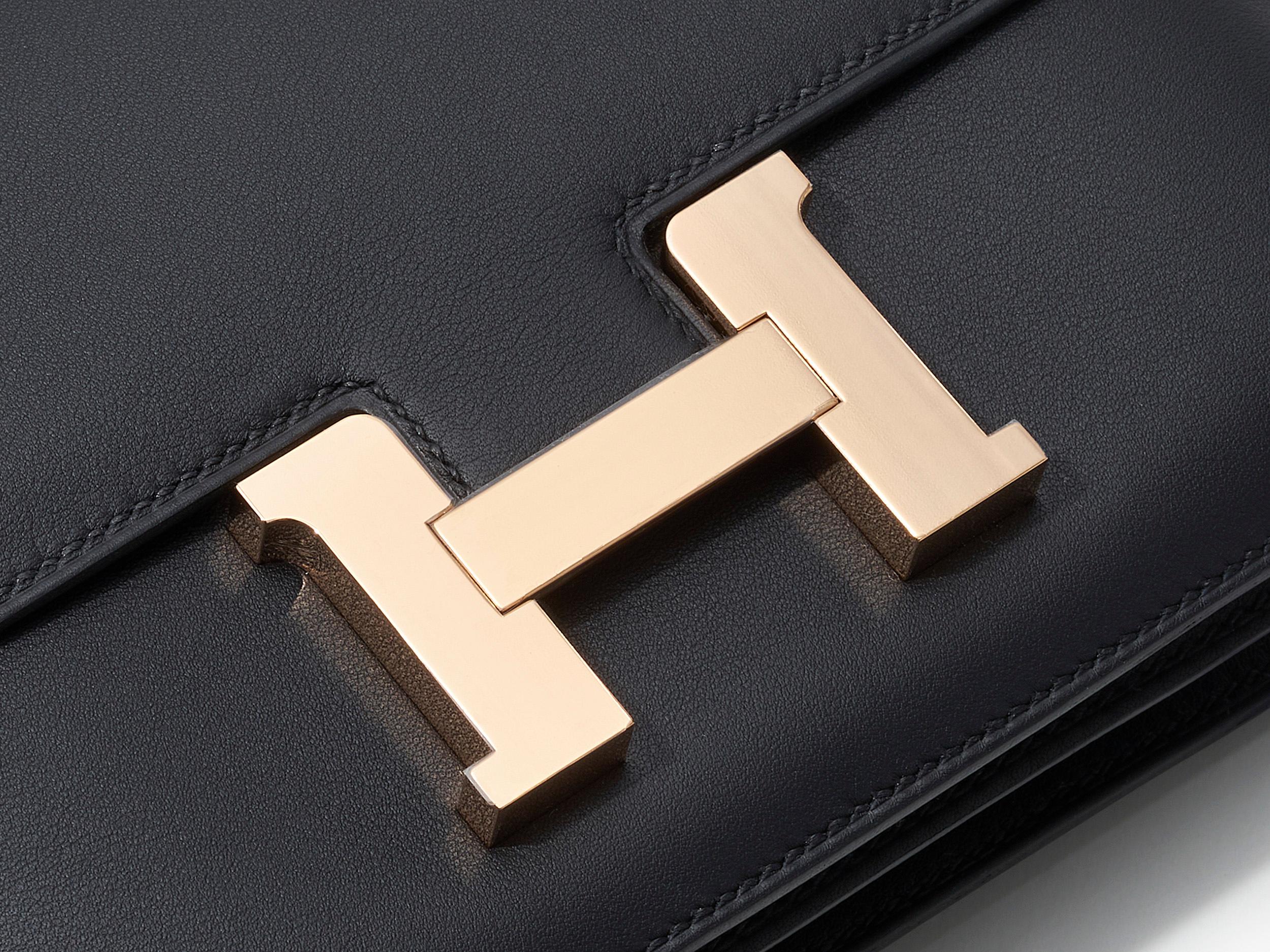 Hermès Constance Mini 18 Noir/Black Swift Roségold Hardware In condizioni Nuovo in vendita a Berlin, DE