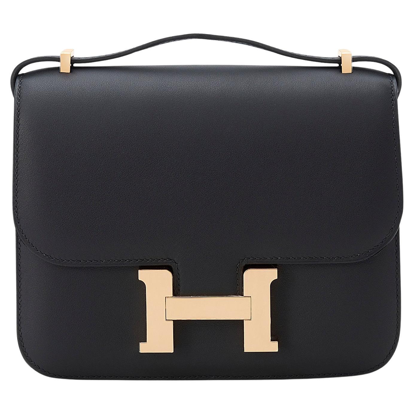 Hermès Constance Mini 18 Noir/Black Swift Roségold Hardware