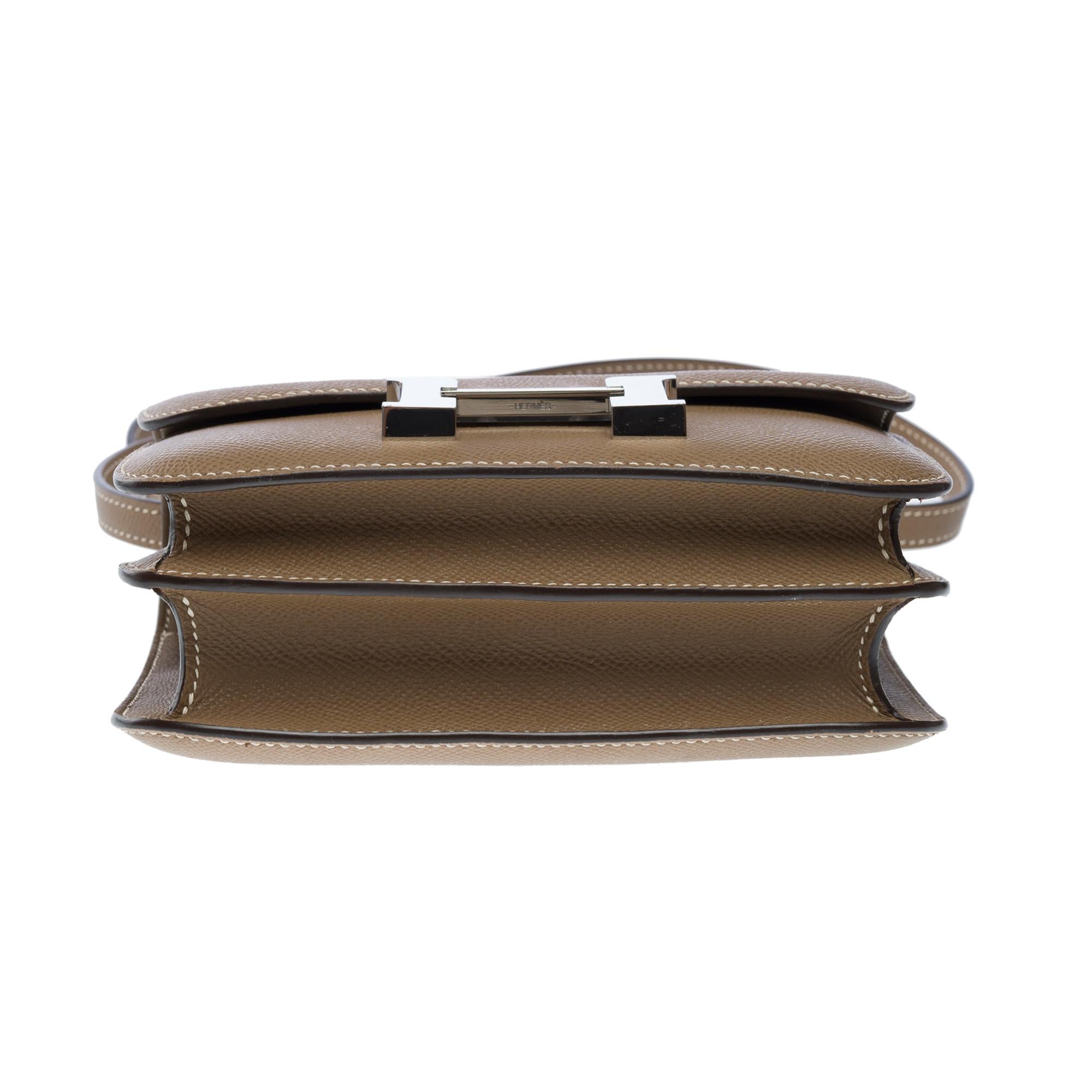 Hermès Constance Mini 18 shoulder bag in Etoupe Epsom calf leather , PHW For Sale 7