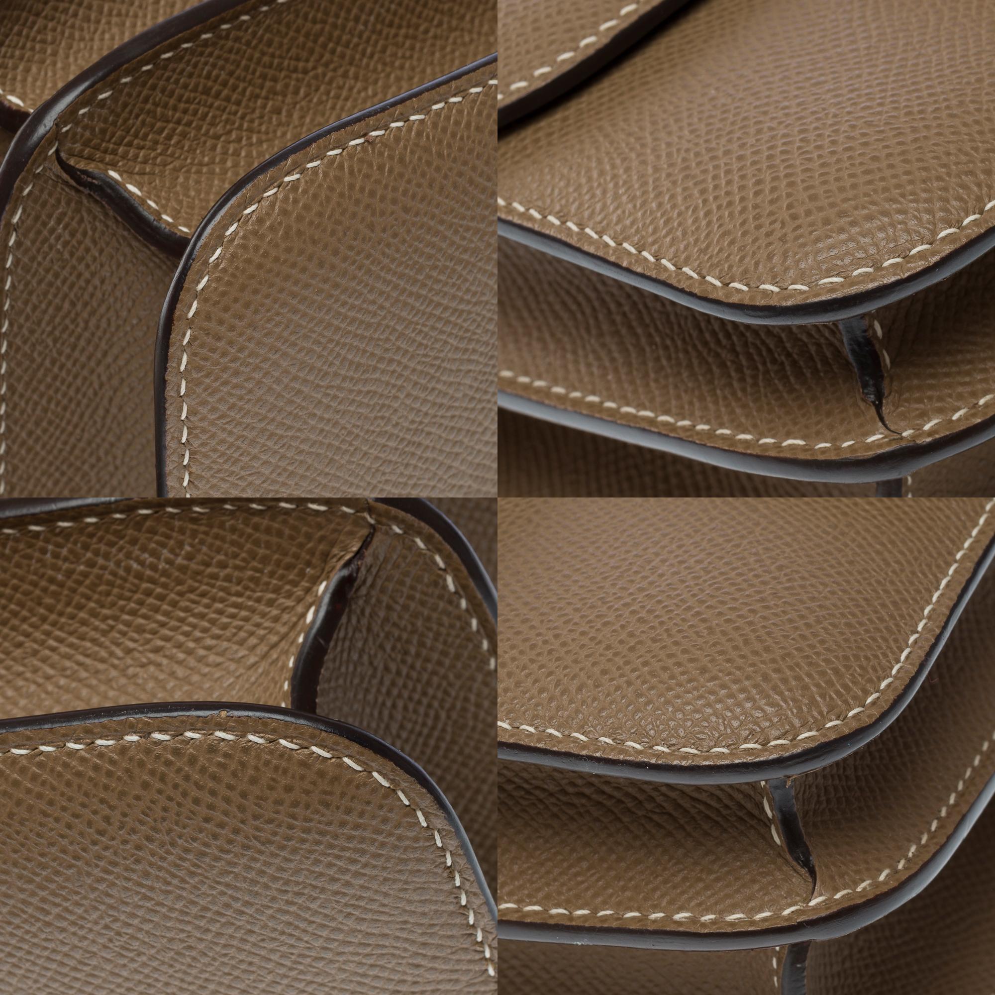 Hermès Constance Mini 18 shoulder bag in Etoupe Epsom calf leather , PHW For Sale 8