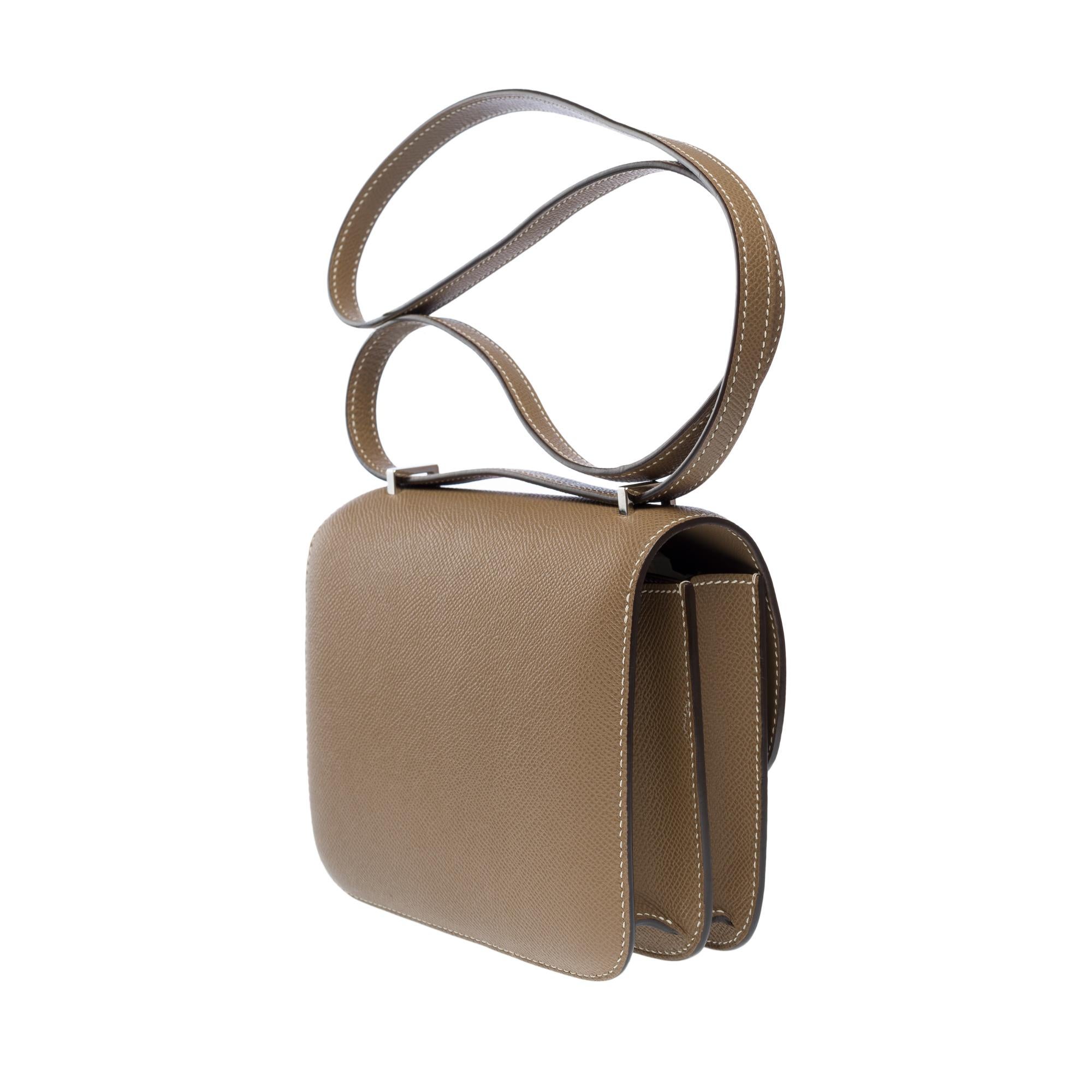 Hermès Constance Mini 18 shoulder bag in Etoupe Epsom calf leather , PHW For Sale 1
