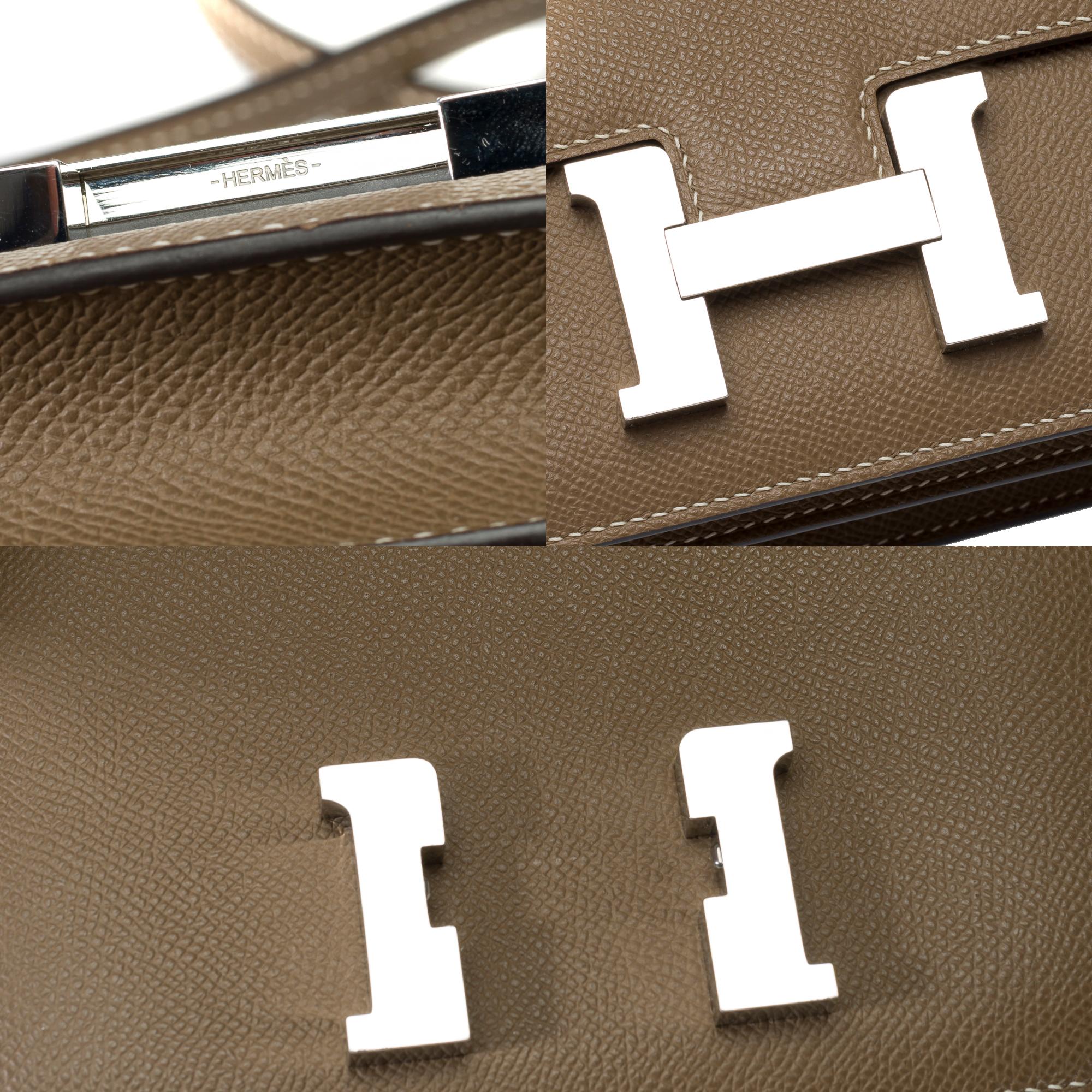 Hermès Constance Mini 18 shoulder bag in Etoupe Epsom calf leather , PHW For Sale 2