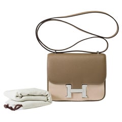 Hermès Constance Mini 18 shoulder bag in Etoupe Epsom calf leather , PHW