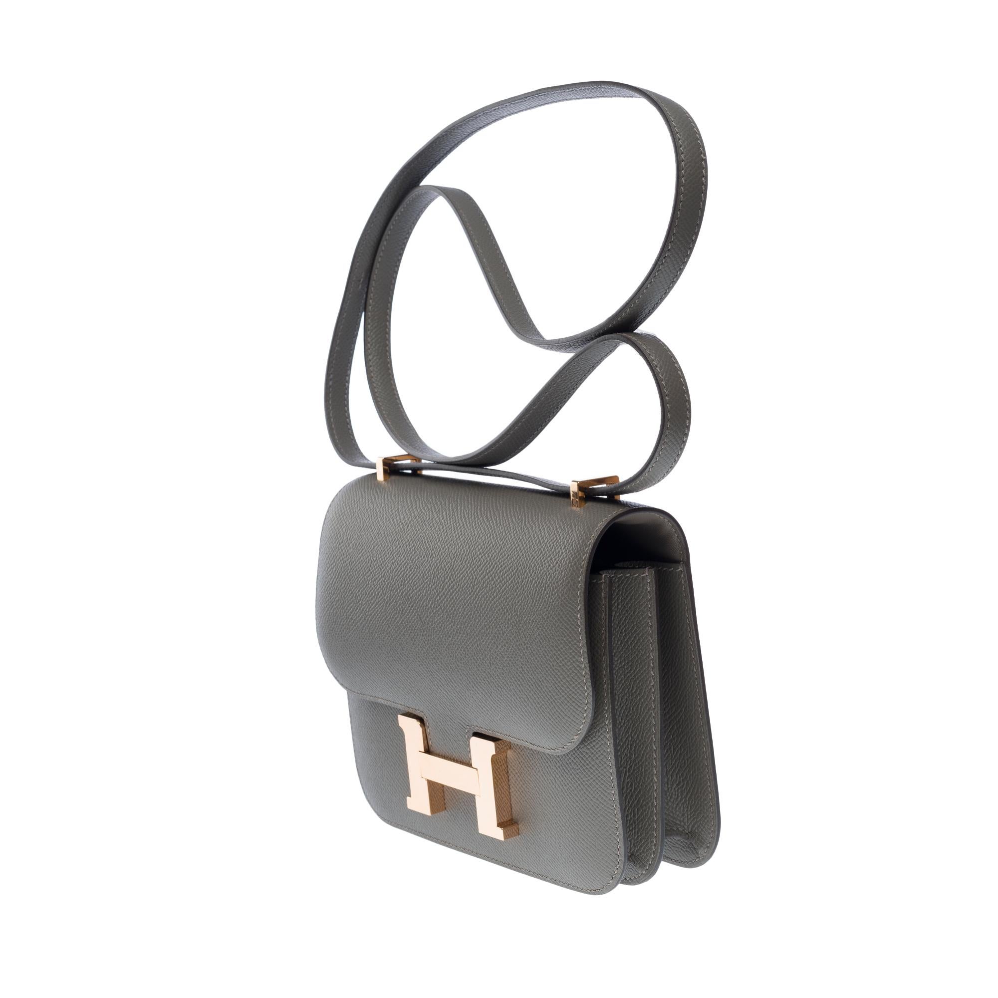Hermès Constance Mini 18 shoulder bag in Gris Meyer Epsom , PGHW For Sale 1