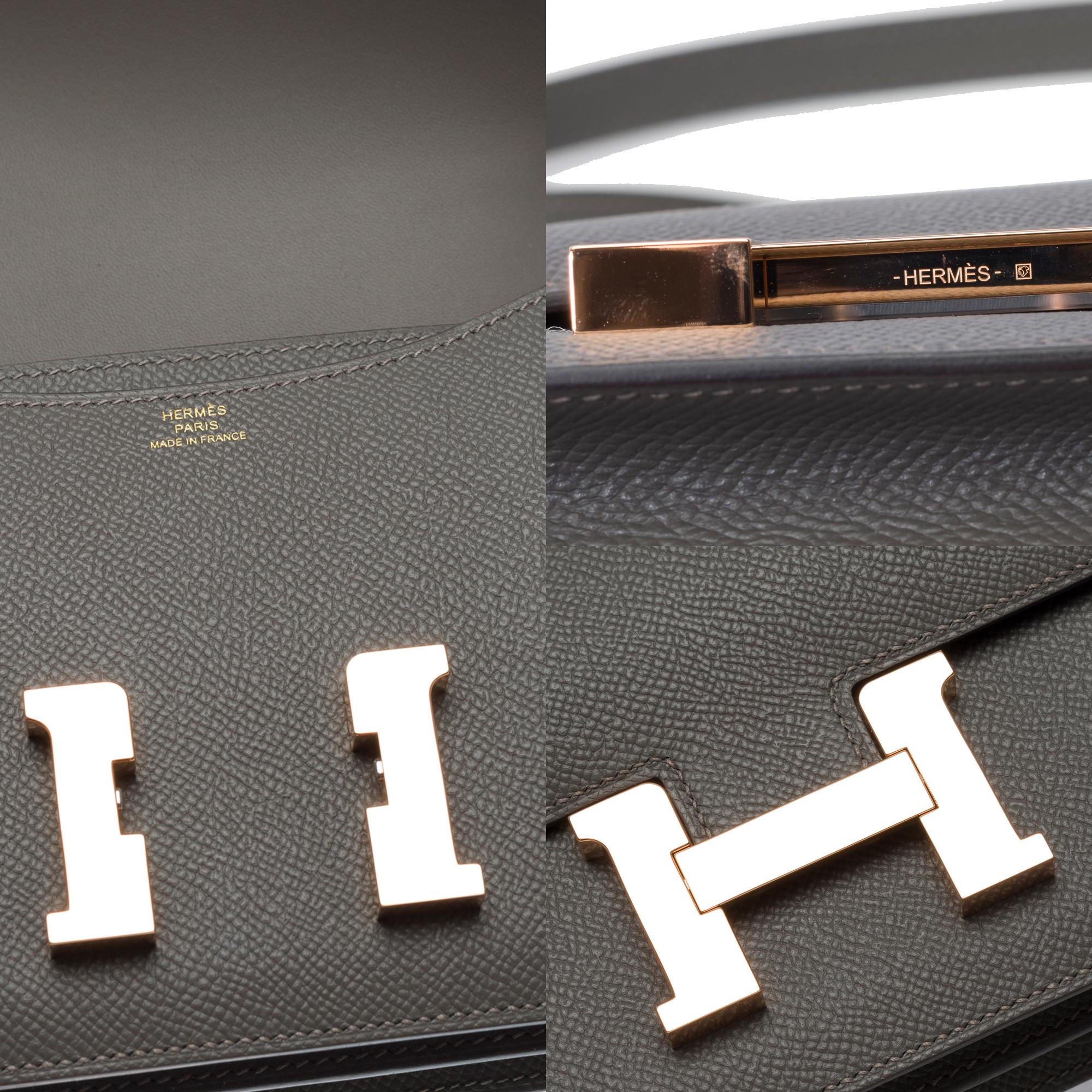 Hermès Constance Mini 18 shoulder bag in Gris Meyer Epsom , PGHW For Sale 2