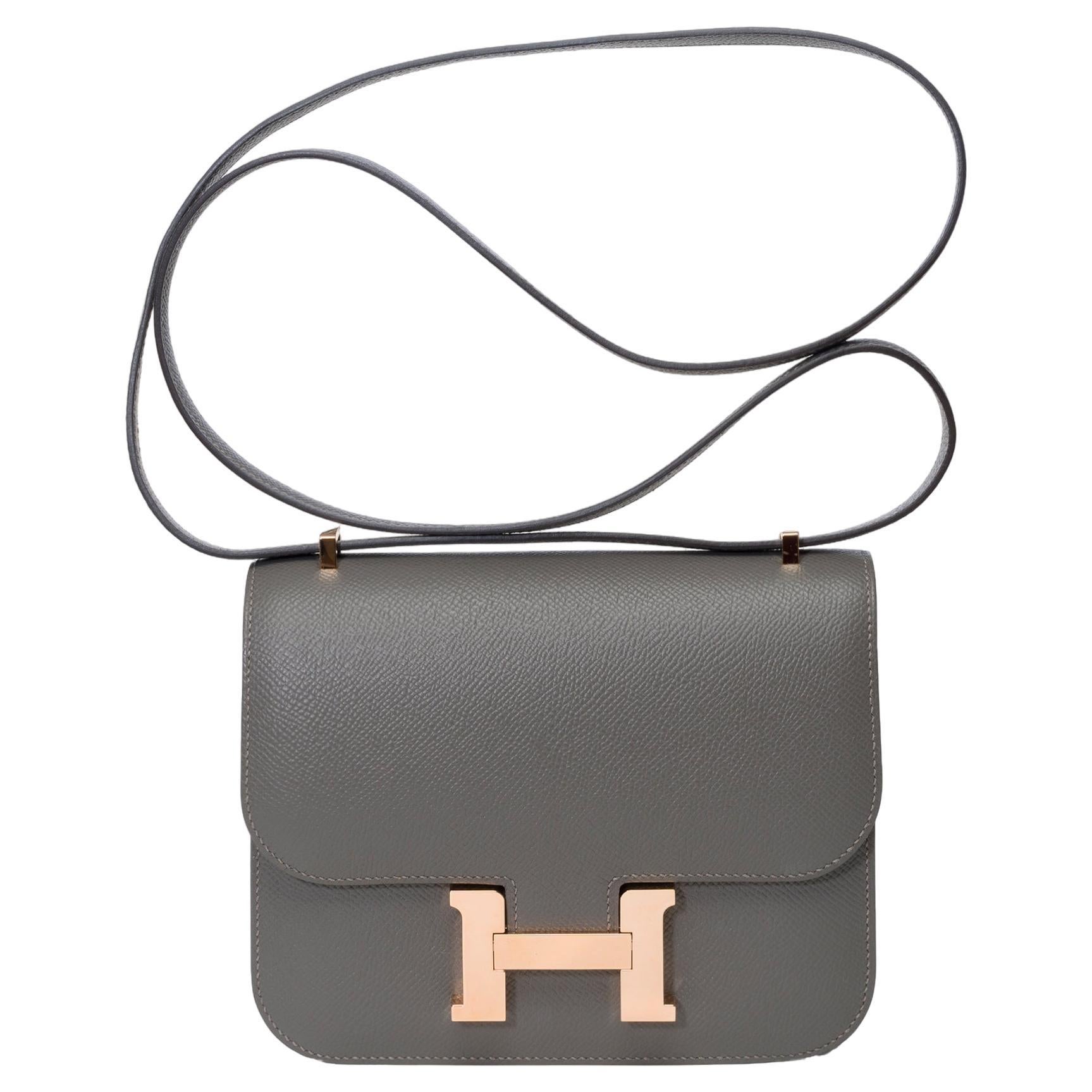 Hermès Constance Mini 18 shoulder bag in Gris Meyer Epsom , PGHW For Sale