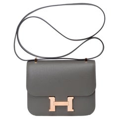 Hermès Constance Mini 18 shoulder bag in Gris Meyer Epsom , PGHW