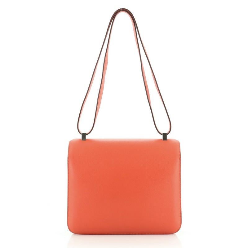 Orange Hermes Constance Optique Handbag Evercolor 24
