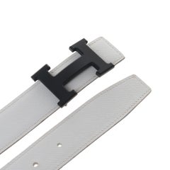 Hermès Constance reversible belt in white epsom and gold box leather, PVD buckle