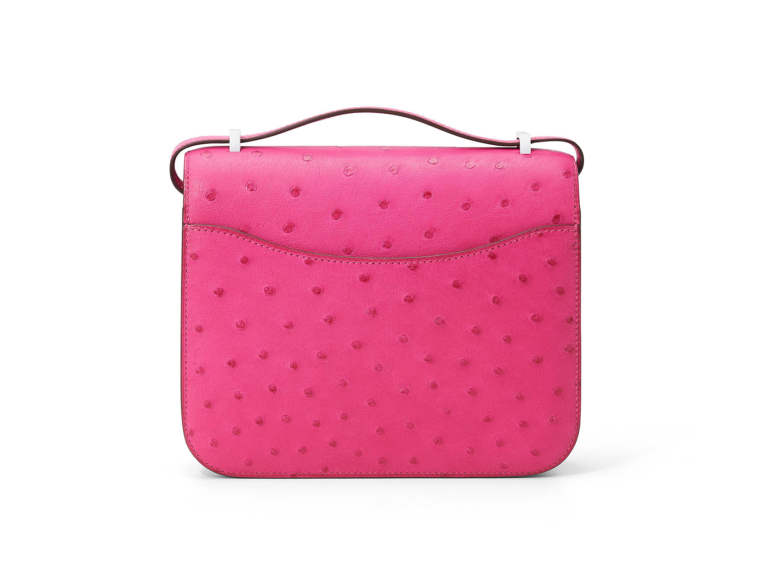 Hermès Constance Rose Tyrien Strauß Palladium Hardware (Pink) im Angebot
