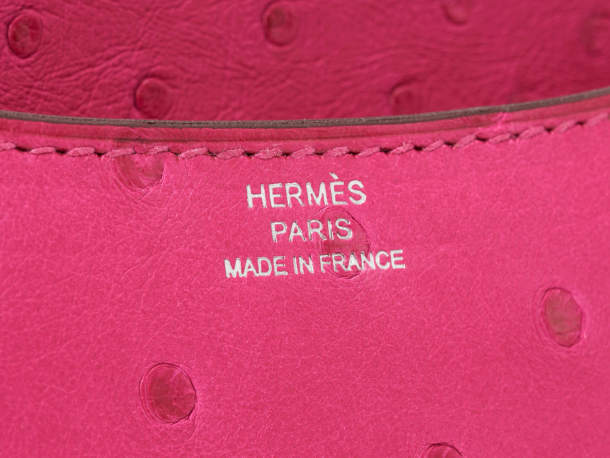 Hermès Constance Rose Tyrien Strauß Palladium Hardware im Angebot 1
