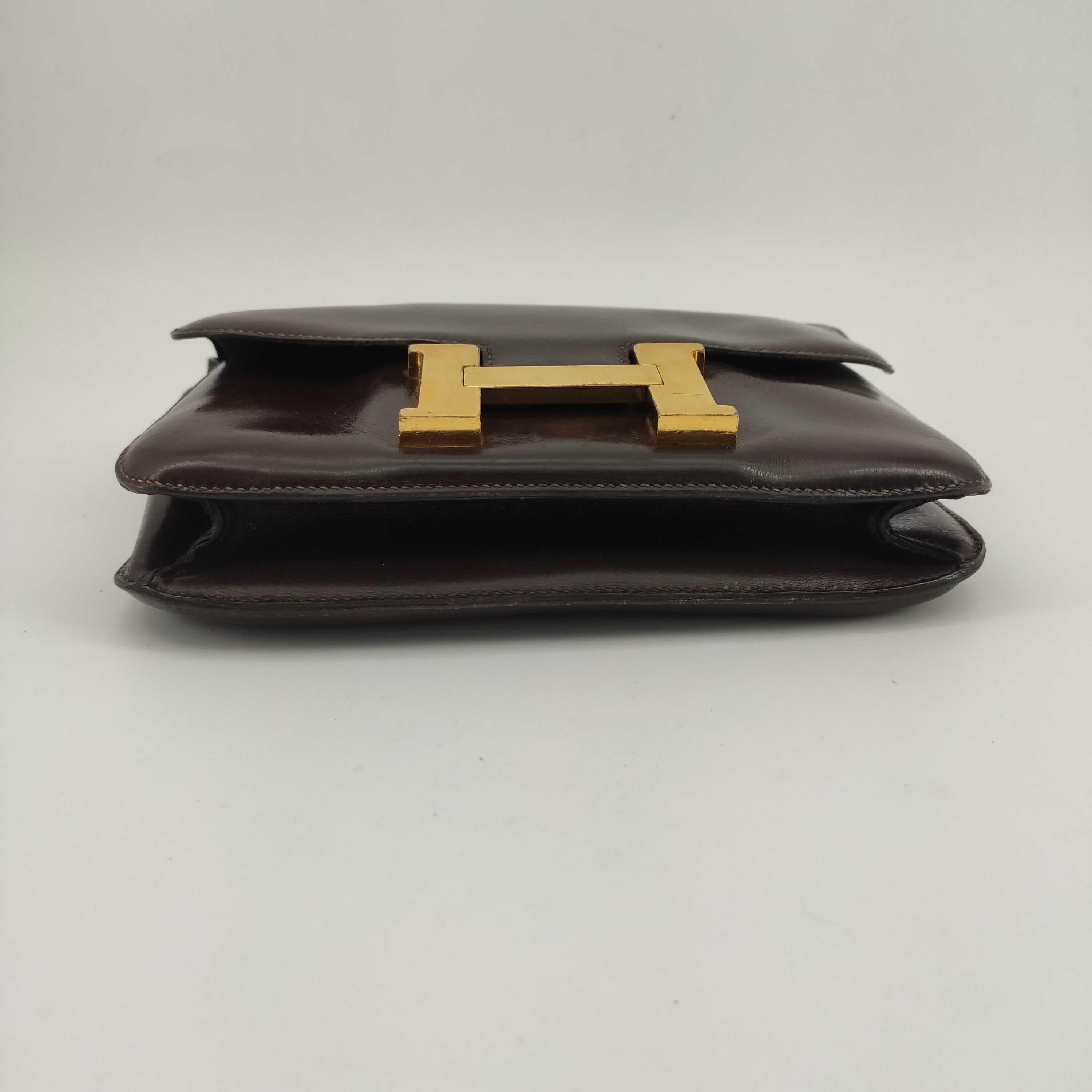 Black HERMÈS Constance Shoulder bag in Brown Leather