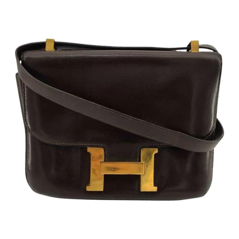 HERMÈS Constance Shoulder bag in Brown Leather