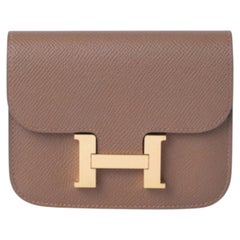 Hermès Constance Slim Belt Wallet in Taupe Epsom with Gold Hardware - '20s
