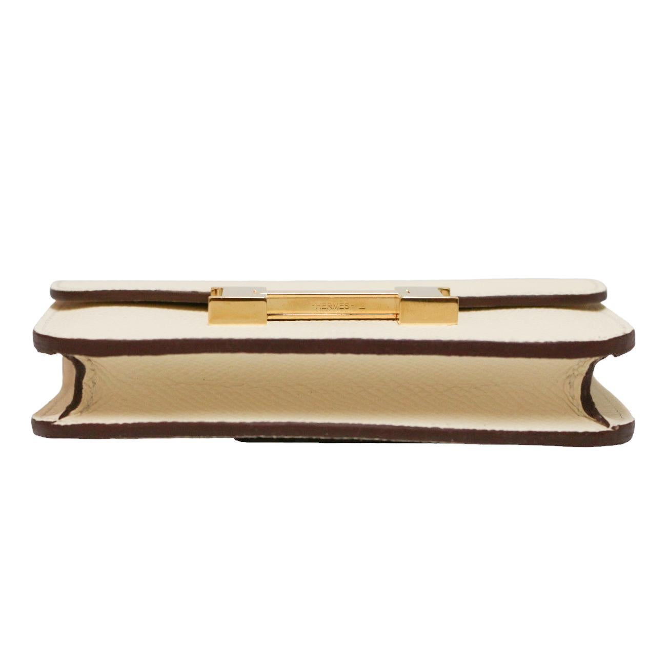Beige Hermes Constance Slim Compact Wallet For Sale