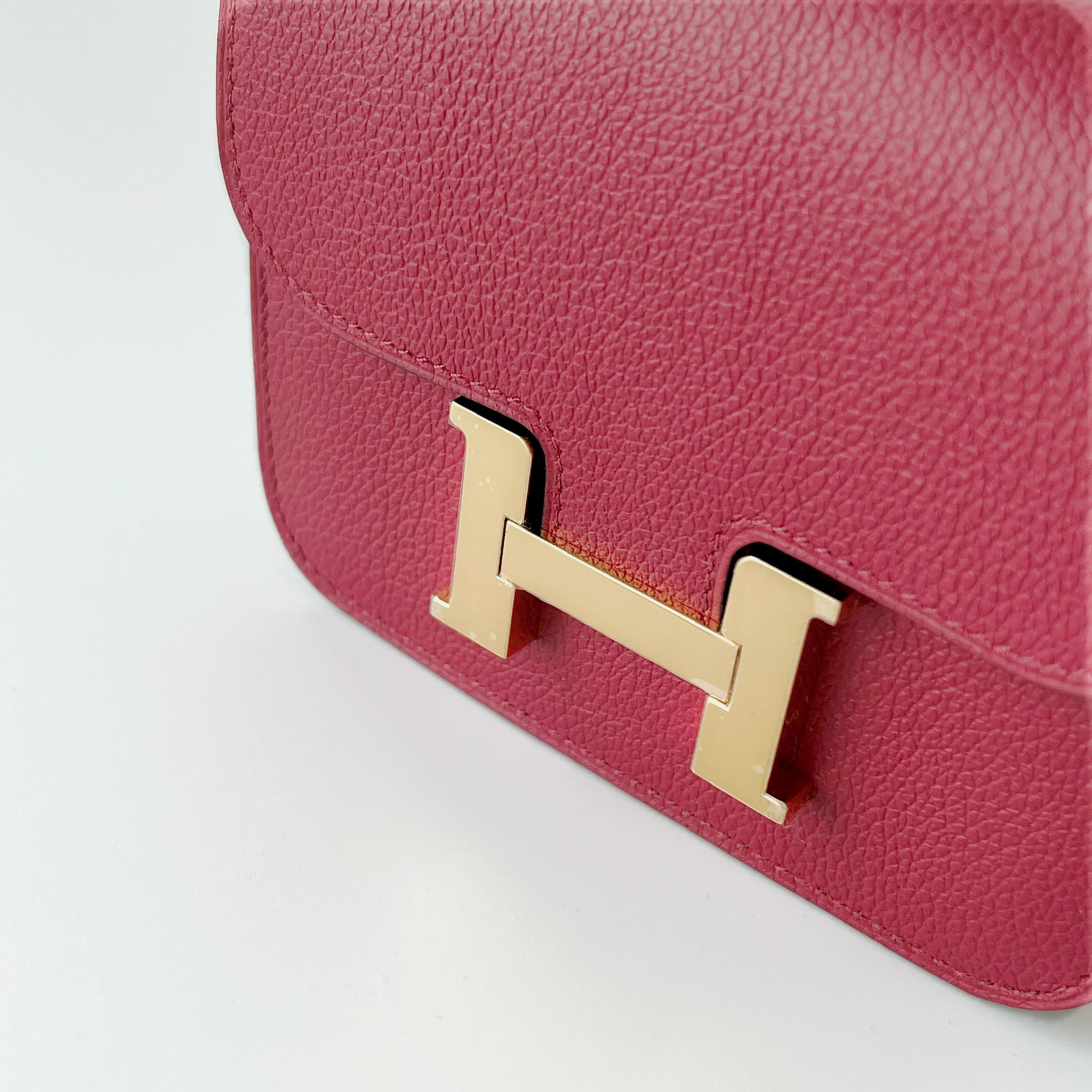 Women's Hermes Constance Slim In Rouge Grenat With Gold Hardware, Red