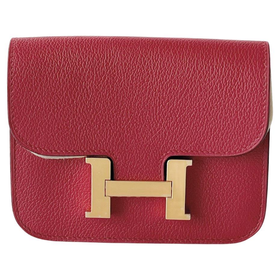 Hermes Constance Slim In Rouge Grenat With Gold Hardware, Red