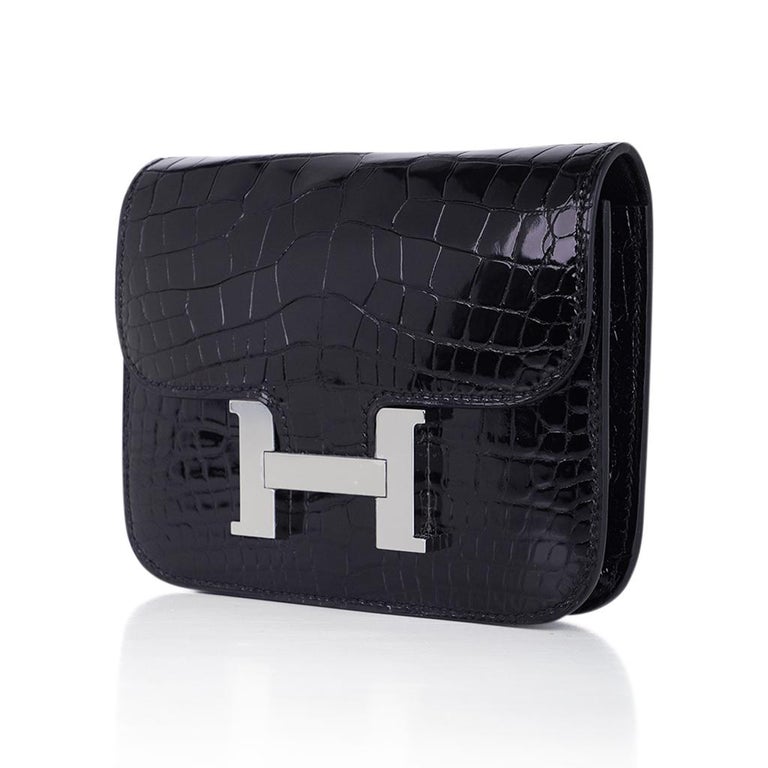 HERMES Bearn H Wallet Black Alligator Crocodile Constance Buckle - Chelsea  Vintage Couture