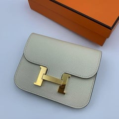 HERMES Constance Slim Wallet Craie Nata Epsom Gold Hardware 2023