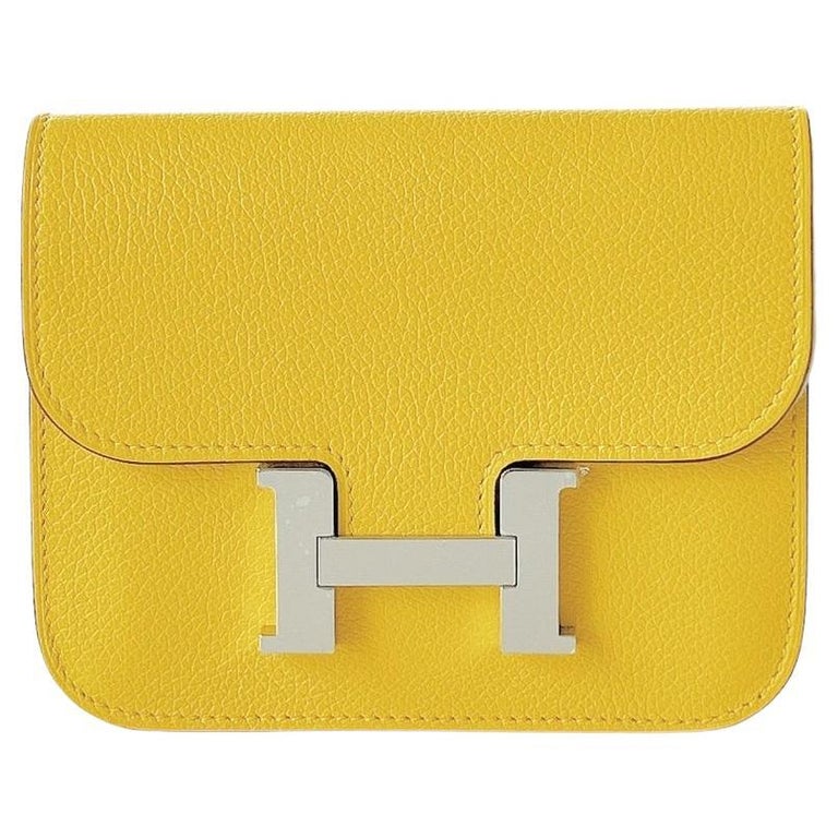Hermes Constance Womens Folding Wallets, Yellow