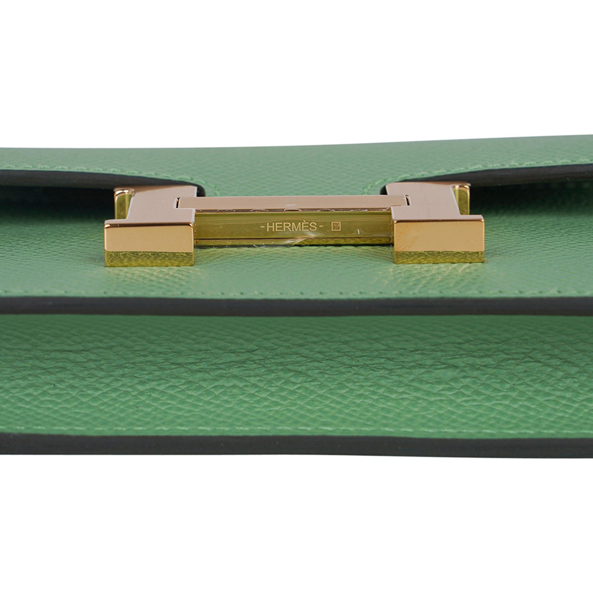 Hermes Constance Slim Wallet Vert Criquet Waist Belt Bag Gold Hardware 1