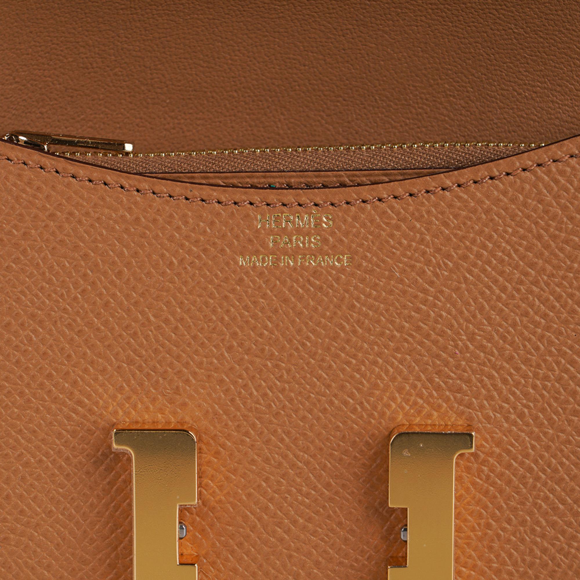 Women's Hermes Constance Slim Wallet Waist Belt Bag Biscuit Gold Hardware For Sale