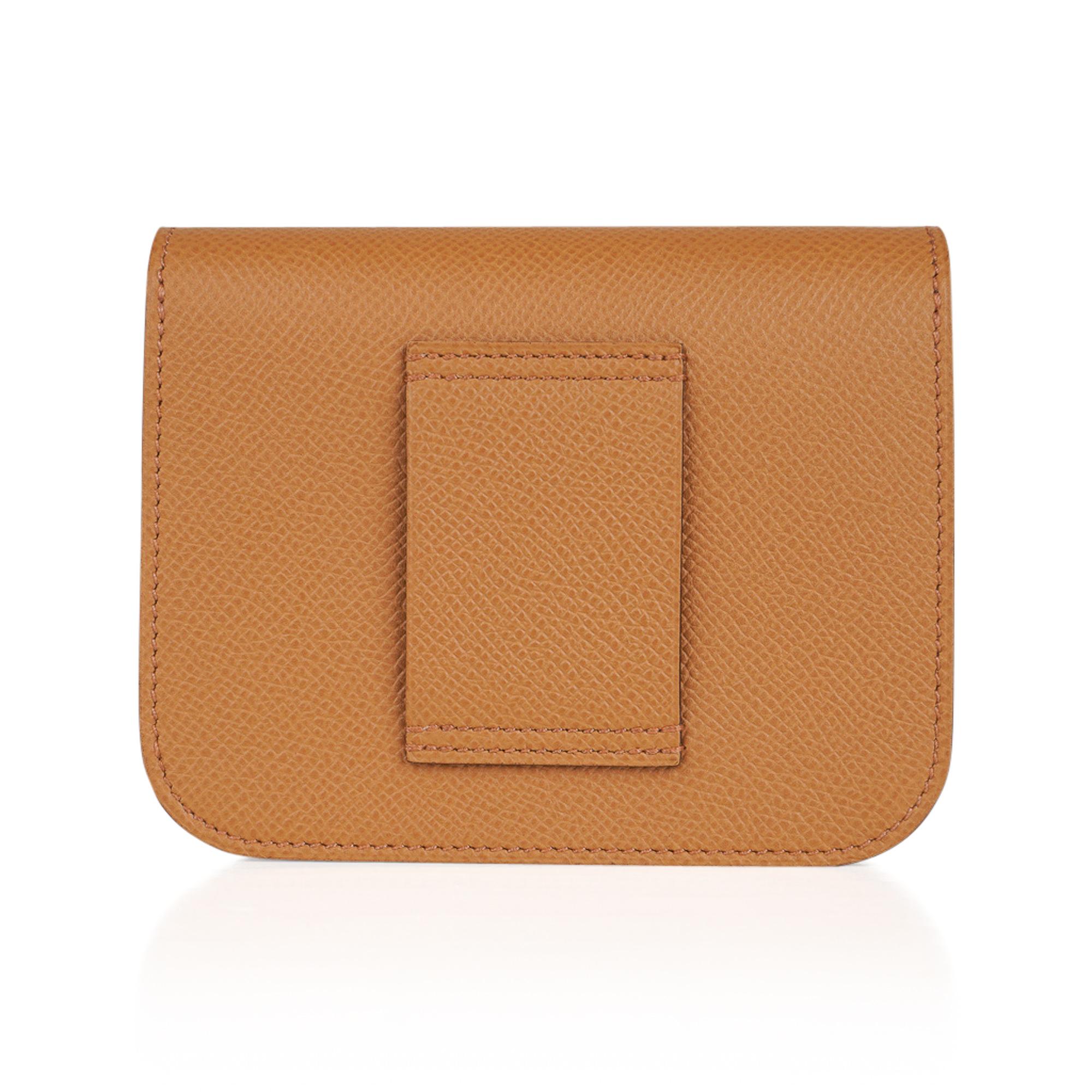 Women's Hermes Constance Slim Wallet Waist Belt Bag Biscuit Gold Hardware