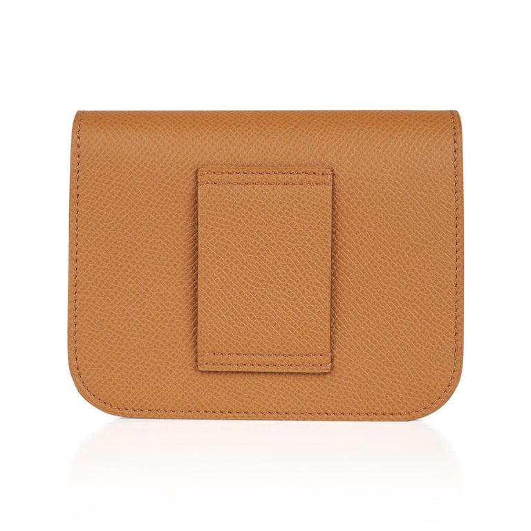 Hermes Constance Slim Wallet Waist Belt Bag Biscuit Gold Hardware at
