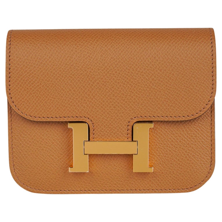 Hermes Constance Slim Wallet Waist Belt Bag Biscuit Gold Hardware For ...