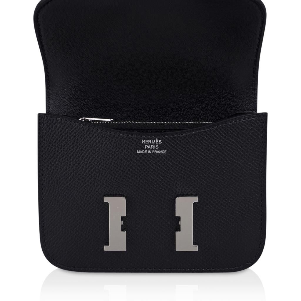 Hermes Constance Slim Wallet Waist Belt Bag Black Epsom Palladium New ...