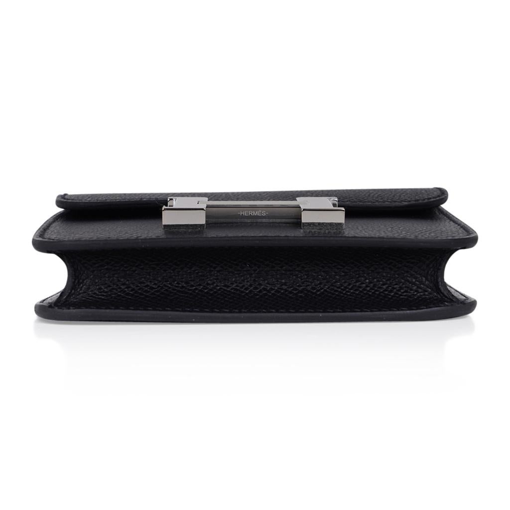 Hermes Constance Slim Wallet Waist Belt Bag Black Epsom Palladium New/Box 2