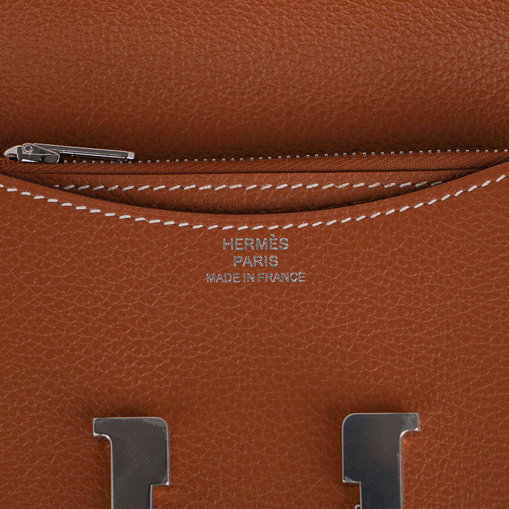 Women's Hermes Constance Slim Wallet Waist Belt Bag Gold Palladium Hardware For Sale