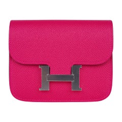 Hermes Constance Slim Brieftasche Gürteltasche Rose Mexico Epsom Palladium Neu/Karton