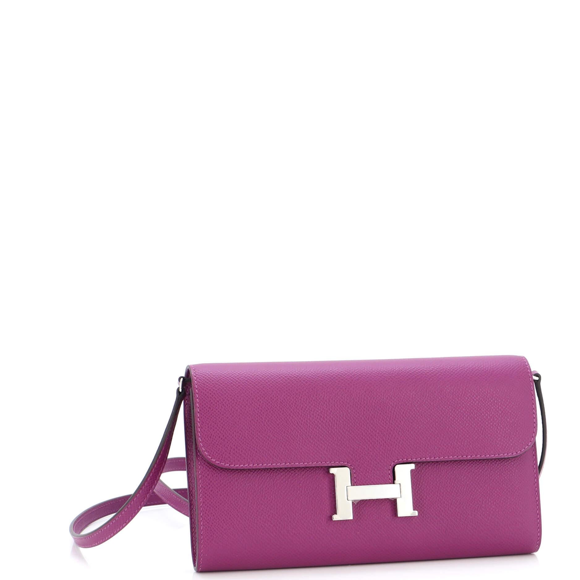 Hermes GHW Constance 24 Shoulder Bag Evercolor Leather Anemone