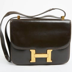 HERMES Constance Vintage Brown Box Leather