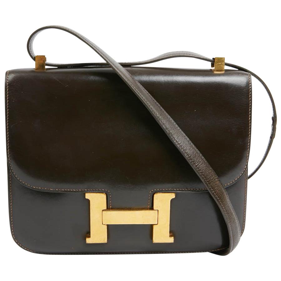 HERMES Constance Vintage Brown Box Leather