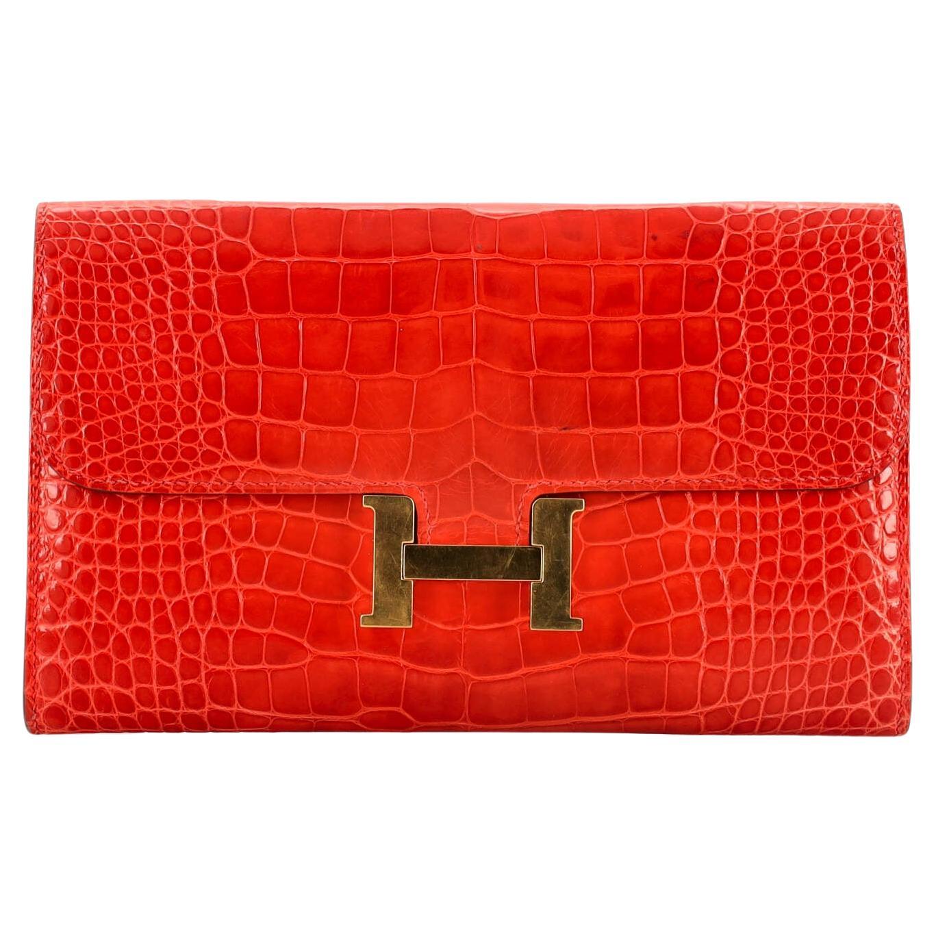 Sell Hermès Ostrich Constance 18 Bag - Pink/Red