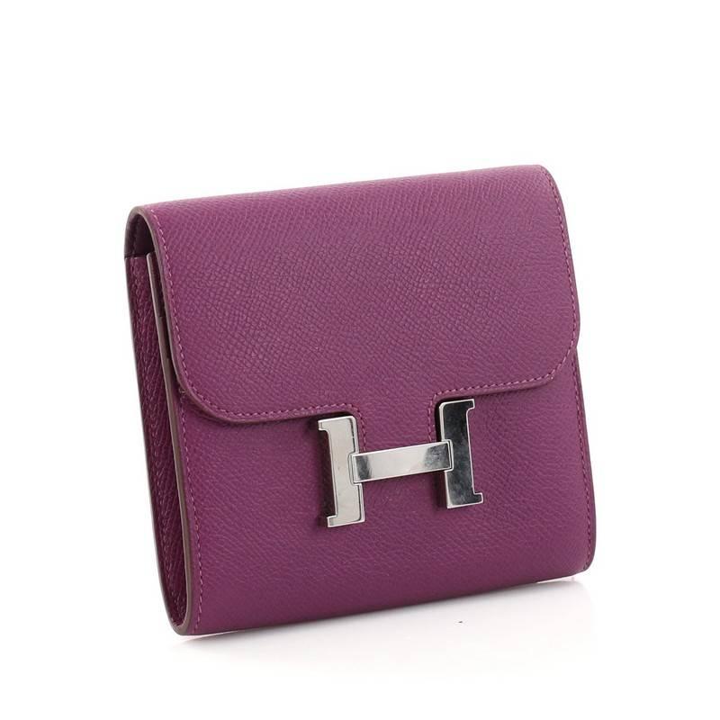 Purple Hermes Constance Wallet Epsom Compact