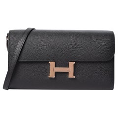 Hermes Constance Brieftasche To Go Schwarz Epsom Leder Rose Gold Hardware