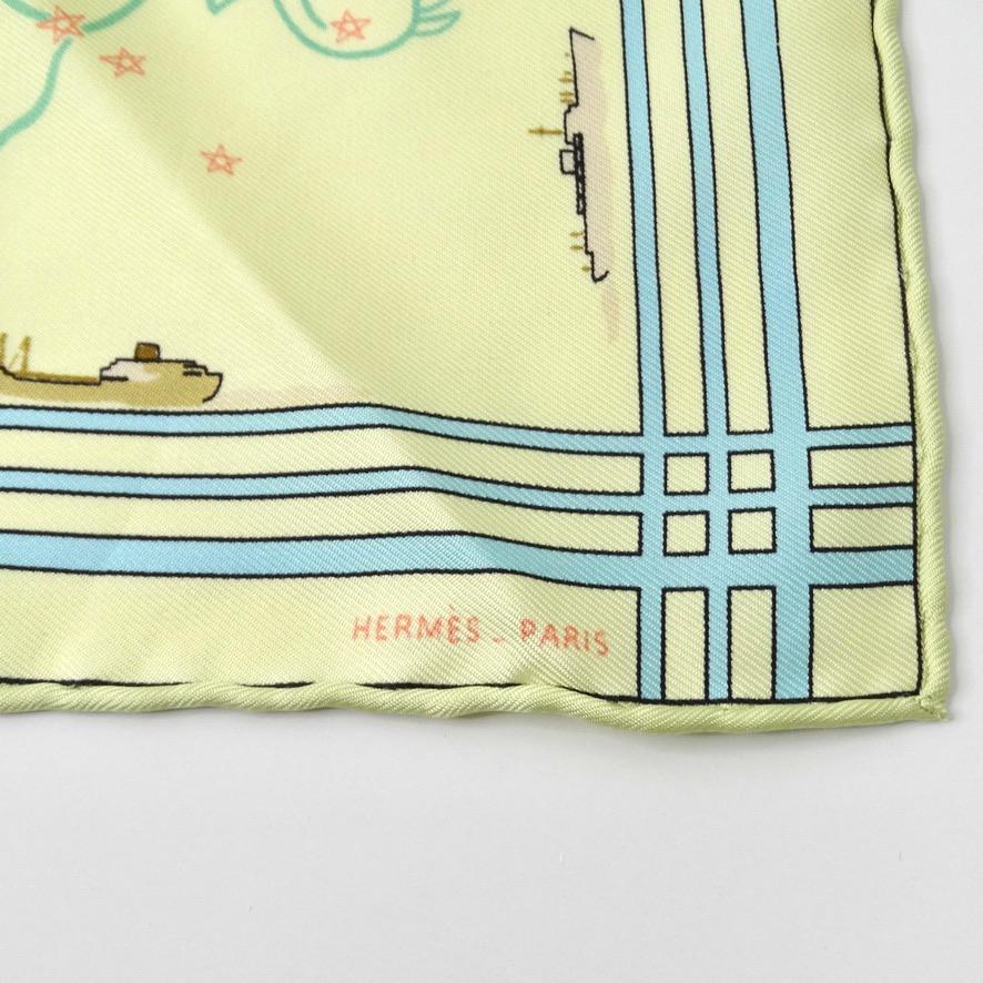 How incredible is this stunning Hermes silk scarf circa 1990s?! Ivory silk features 
a multicolor constellation pattern with angels adorned throughout on a luxurious silk. This silk is so soft and light weight- you have to feel it to believe it. You