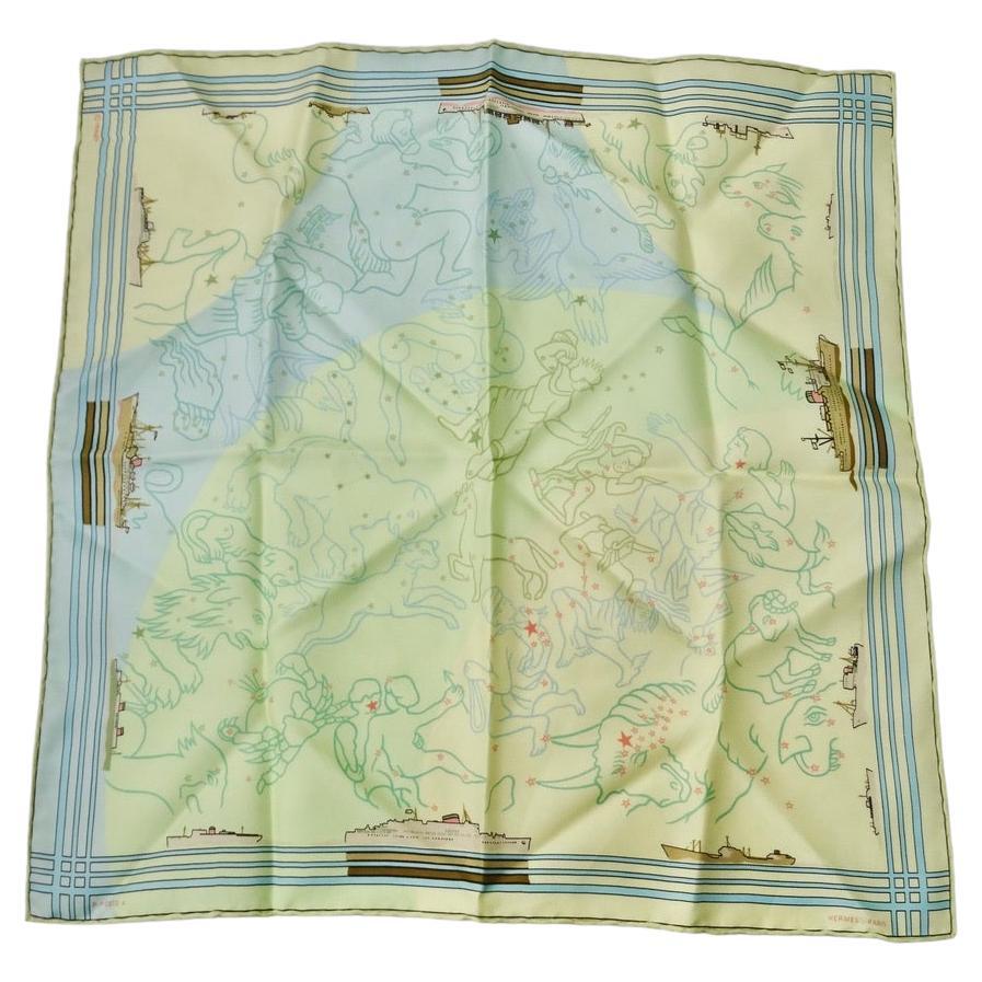 Hermes Constellation Peron Yellow Pocket Square Neck Scarf  For Sale