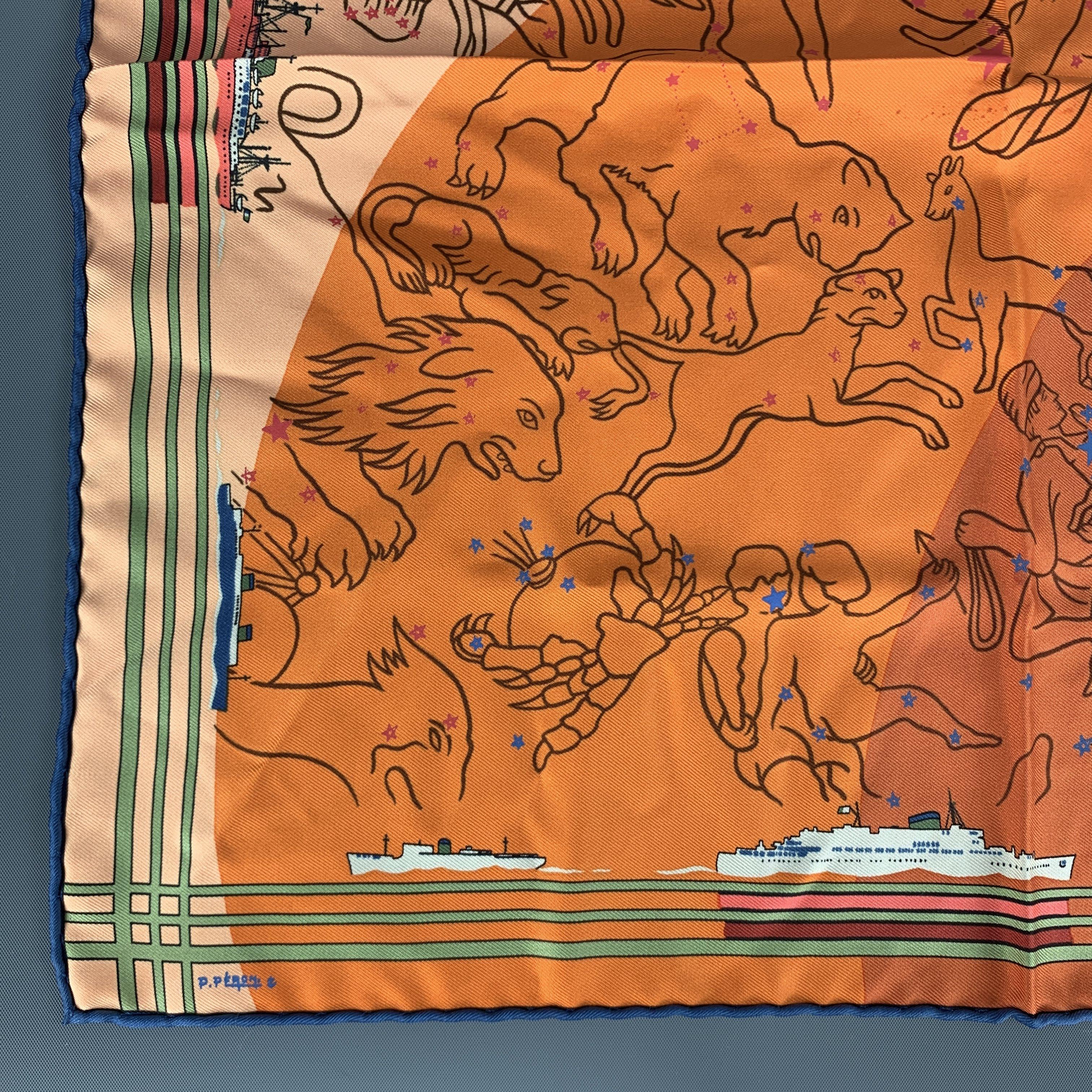 hermes orange pocket square