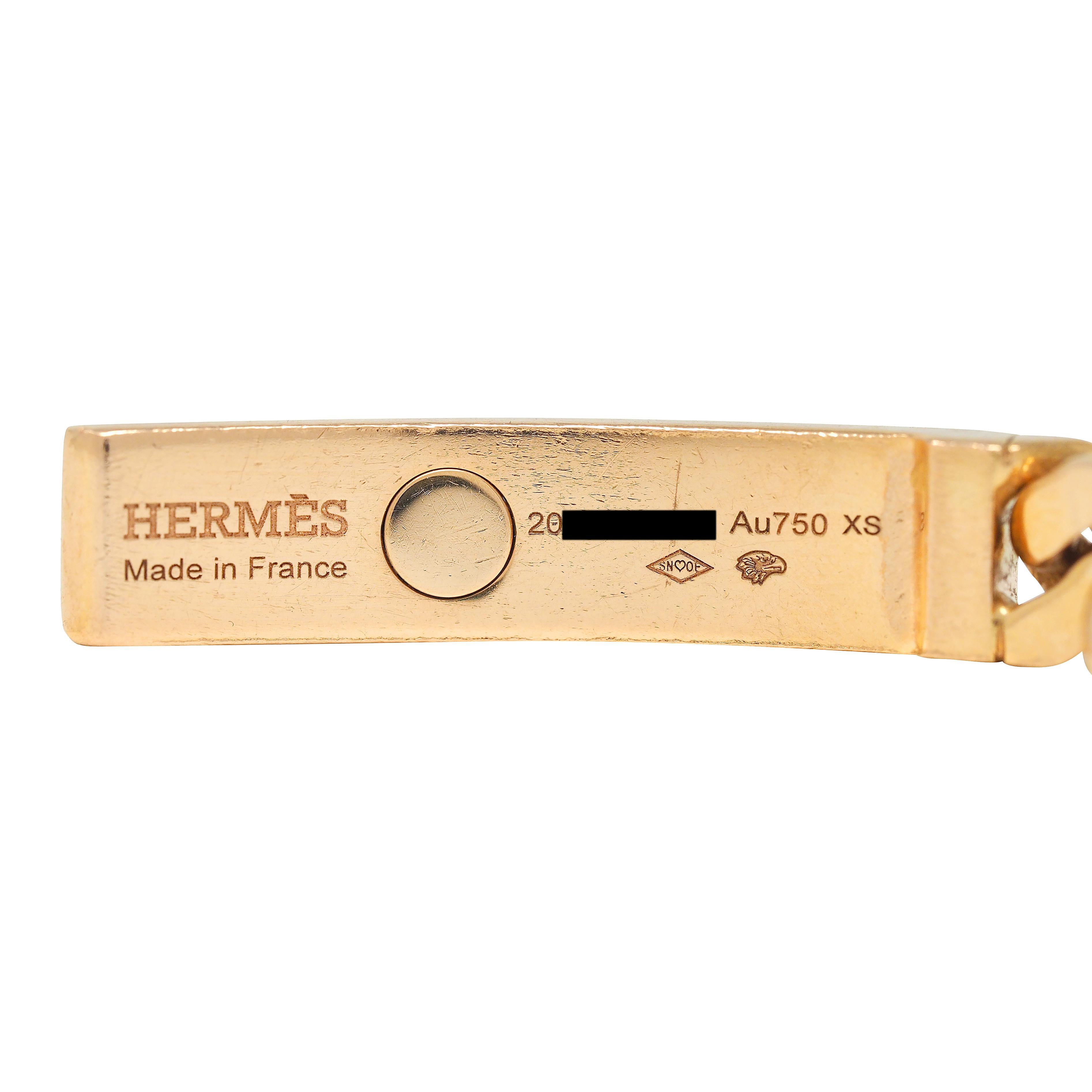 Hermés - Kelly Gourmette - Bracelet à maillons cubains en or 18K avec diamants contemporains en vente 6