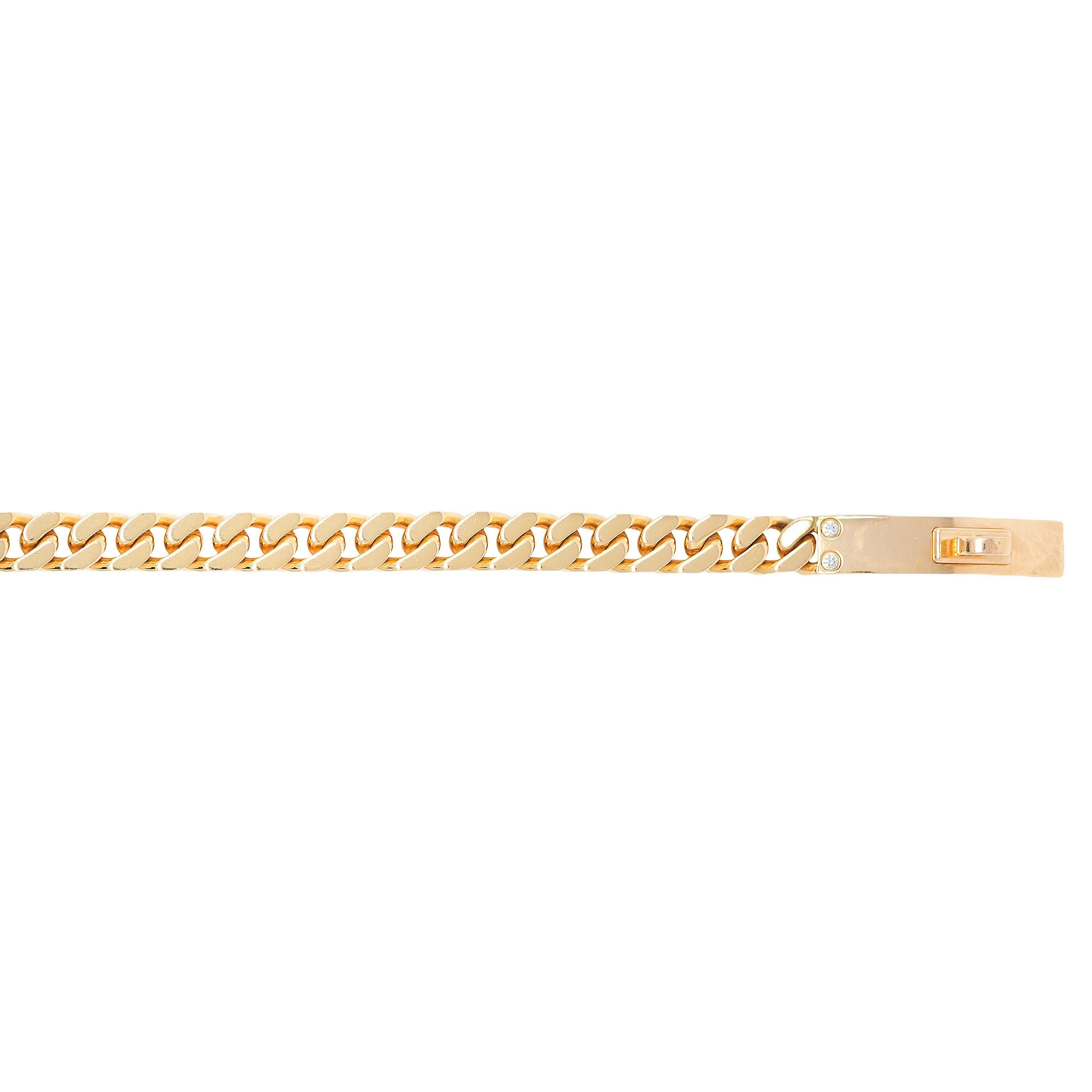 Hermés - Kelly Gourmette - Bracelet à maillons cubains en or 18K avec diamants contemporains en vente 1