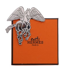 Hermès Contemporary Unisex Scarf Ring Pegas Grave Silver Paradium, New