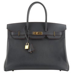 Hermes Contour Birkin Bag Bleu Marine Epsom with Gold Hardware 35