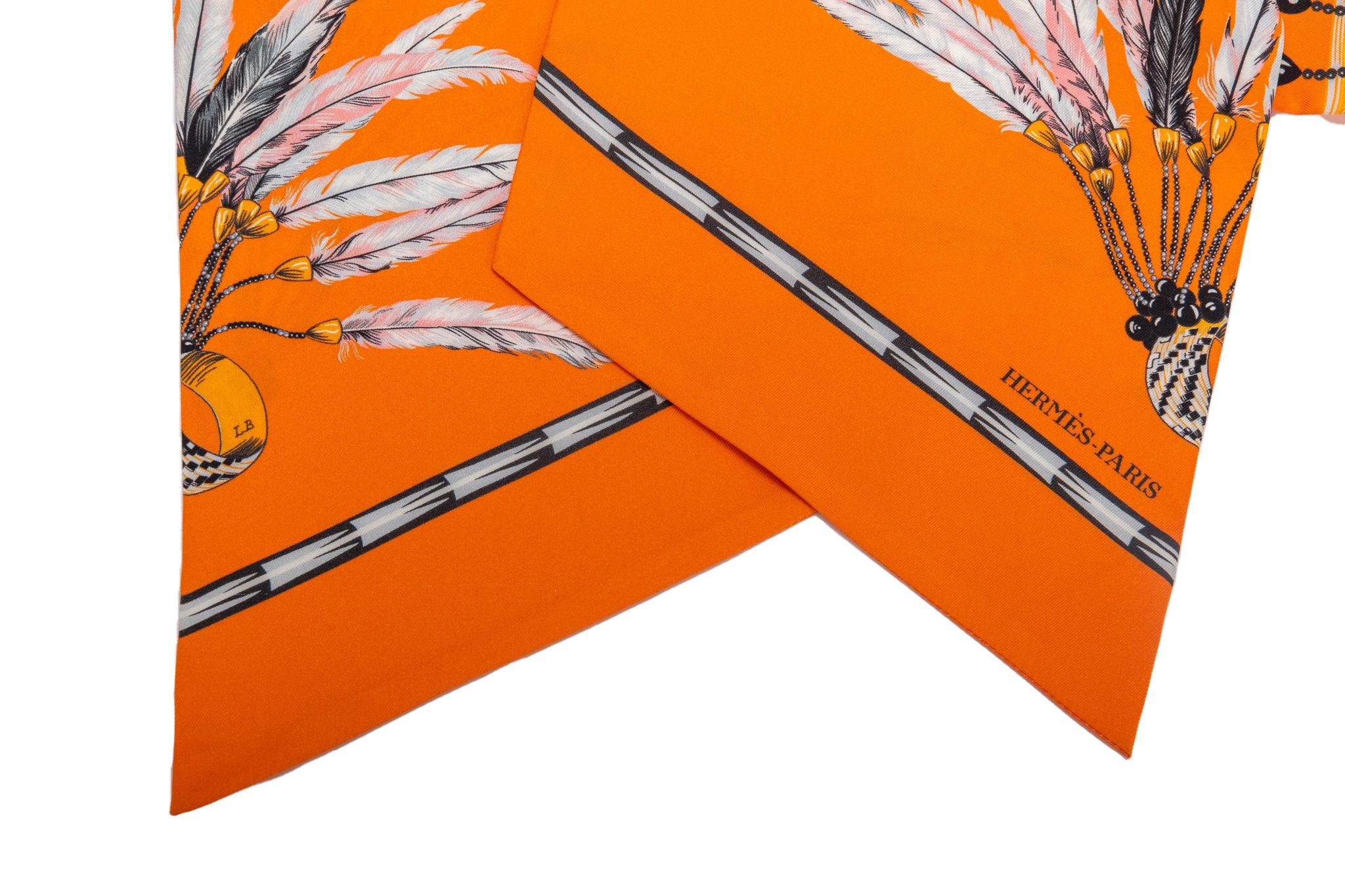 Hermes Koralle Brasilien Maxi Twilly Schal BN (Orange) im Angebot